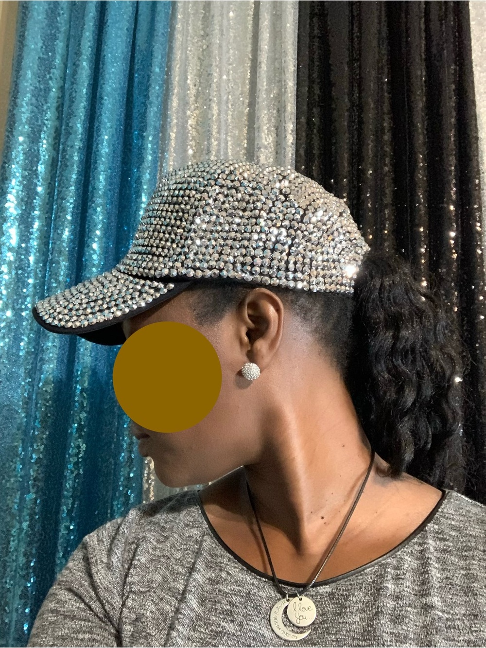Silver Rhinestone Embellished Cap - Picture 2 of 6